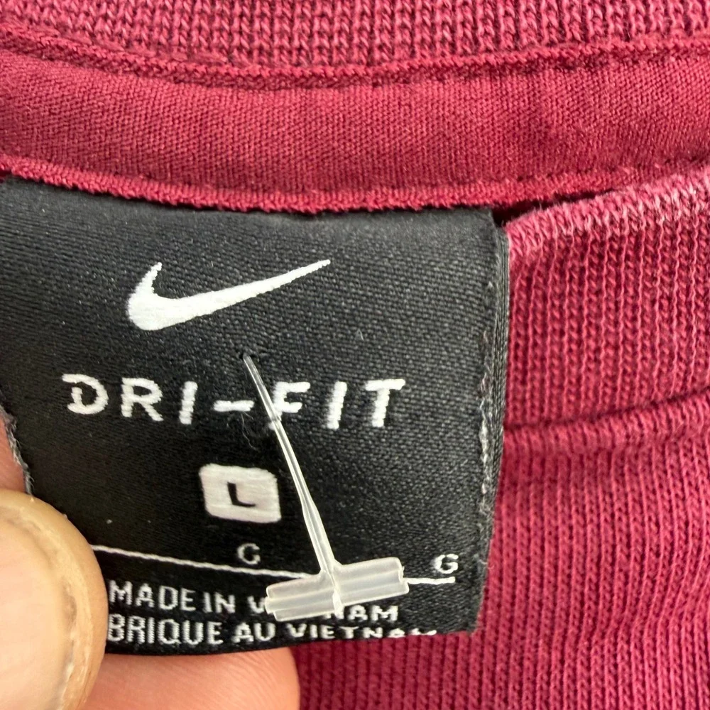 Nike Dri-FIT Womens Cropped Sweatshirt Burgundy Glitter Swoosh CU9014-638 L
